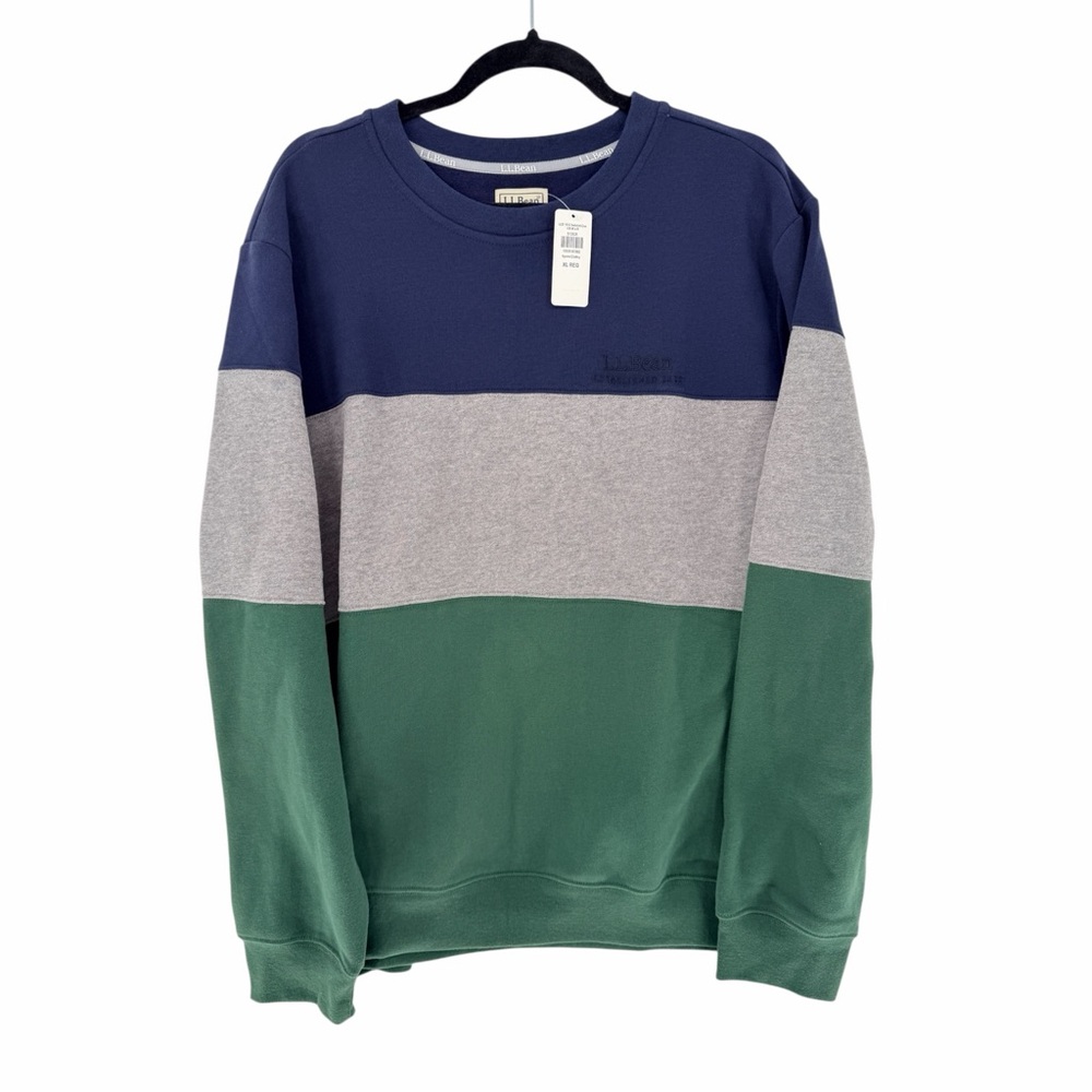 NWT L.L. Bean 1912 Heritage Colorblock Crewneck Sweatshirt - Men’s XL Green Blue